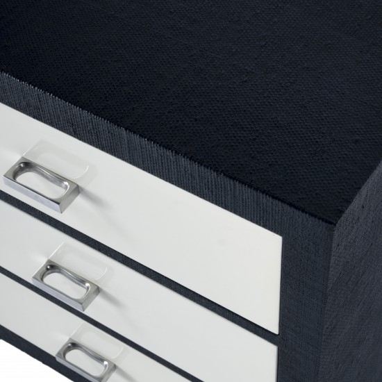 Keros 3 Drawer Navy Raffia Chest, 5610350