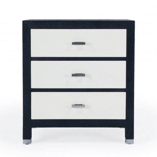 Keros 3 Drawer Navy Raffia Chest, 5610350