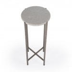 Nigella White Marble and Silver Cross Legs Side Table, 5612425