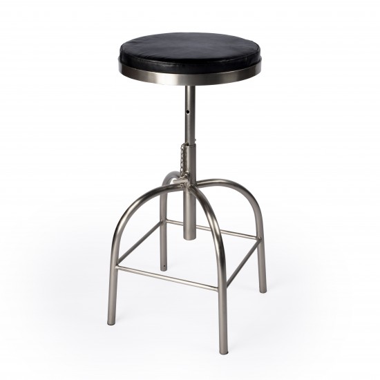 Clyde Black Leather Adjustable Bar Stool, 5617034