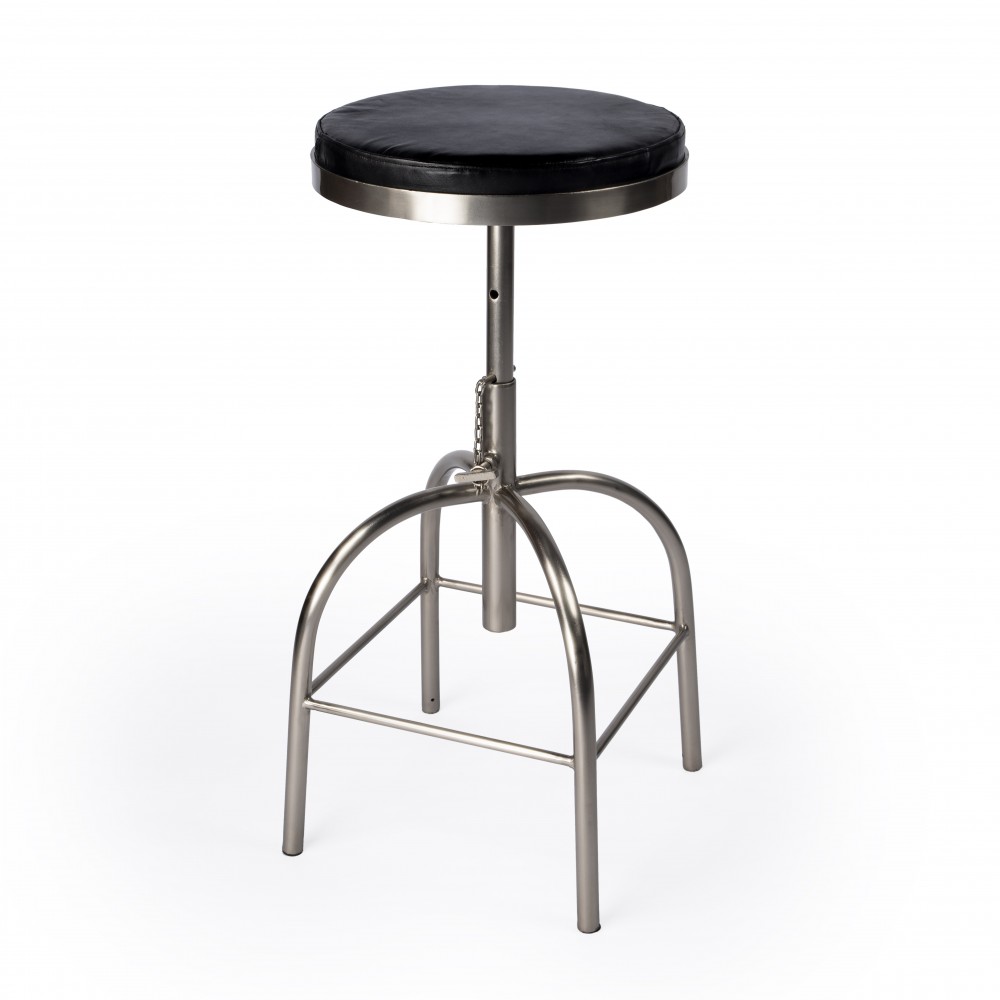 Clyde Black Leather Adjustable Bar Stool, 5617034