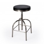 Clyde Black Leather Adjustable Bar Stool, 5617034