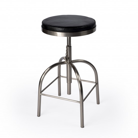 Clyde Black Leather Adjustable Bar Stool, 5617034