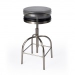 Clyde Black Leather Adjustable Bar Stool, 5617034