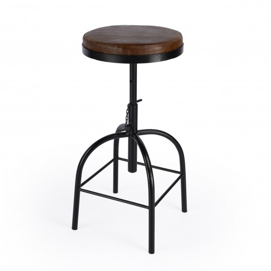 Clyde Brown Leather Adjustable Bar Stool, 5617344