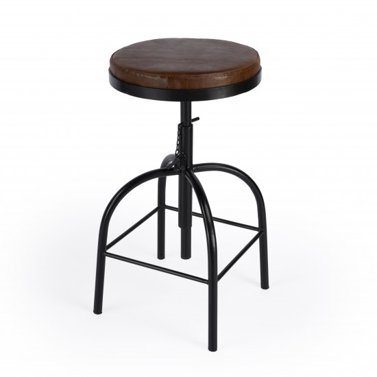 Clyde Brown Leather Adjustable Bar Stool, 5617344