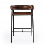 Dallas Brown Leather and Iron cushioned Bar Stool, 5618344