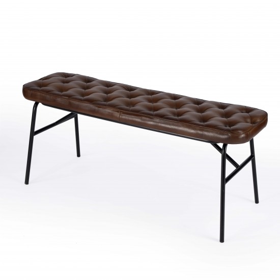 Austin Leather Button Tufted Bench, 5621344