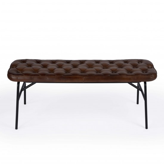 Austin Leather Button Tufted Bench, 5621344