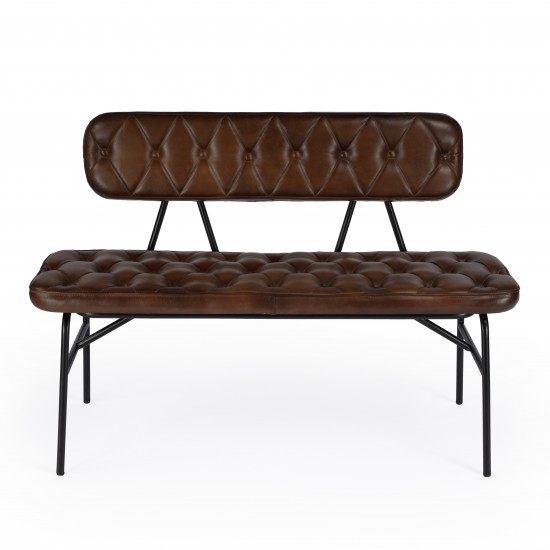 Austin Leather Button Tufted Bench, 5622344