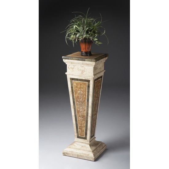 Augustus Etched Fossil Stone Pedestal, 6062070