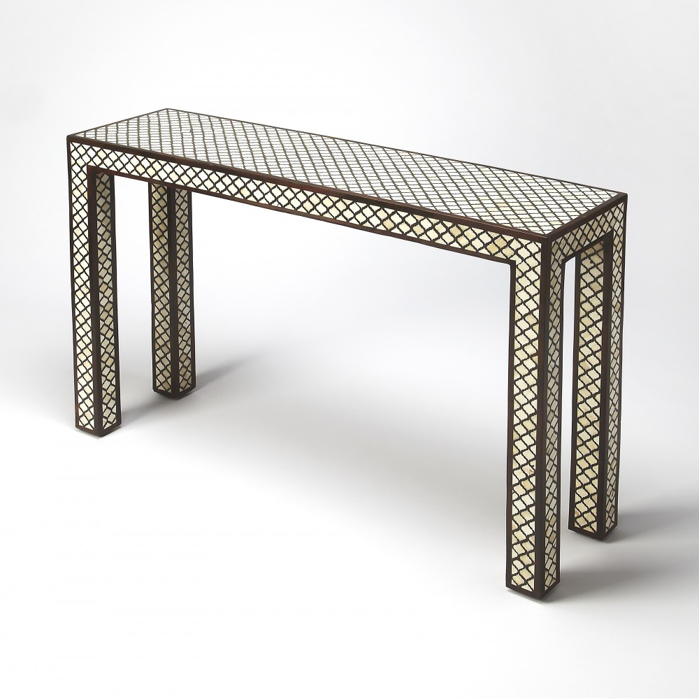 Basan Wood & Bone Inlay Console Table, 6115338