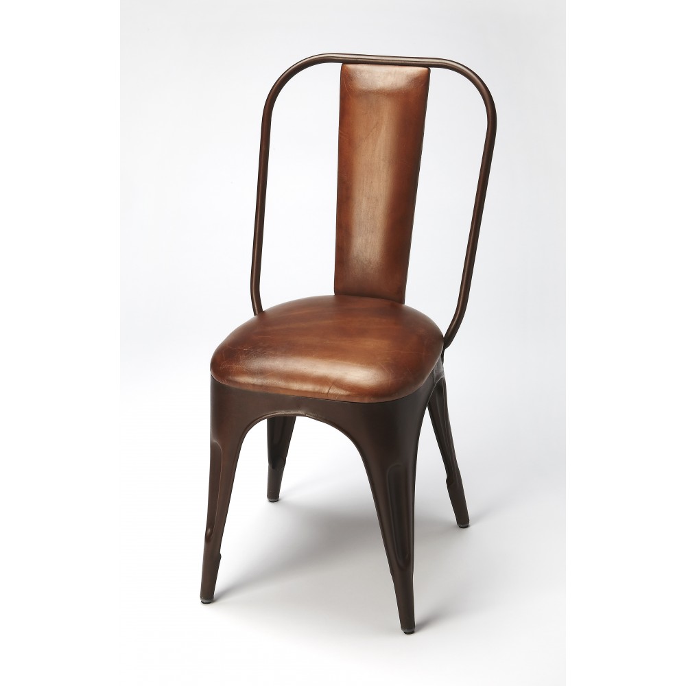Riggins Iron & Leather Side Chair, 6133344