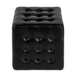 Leon Black Leather Ottoman, 6165034