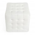 Leon White Leather Ottoman, 6165411