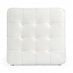 Leon White Leather Ottoman, 6165411