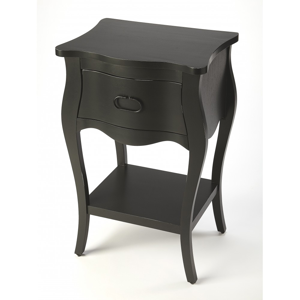 Rochelle Black 1 Drawer Nightstand , 9308295