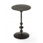 Zora Distressed Black Iron Pedestal End Table, 9340025