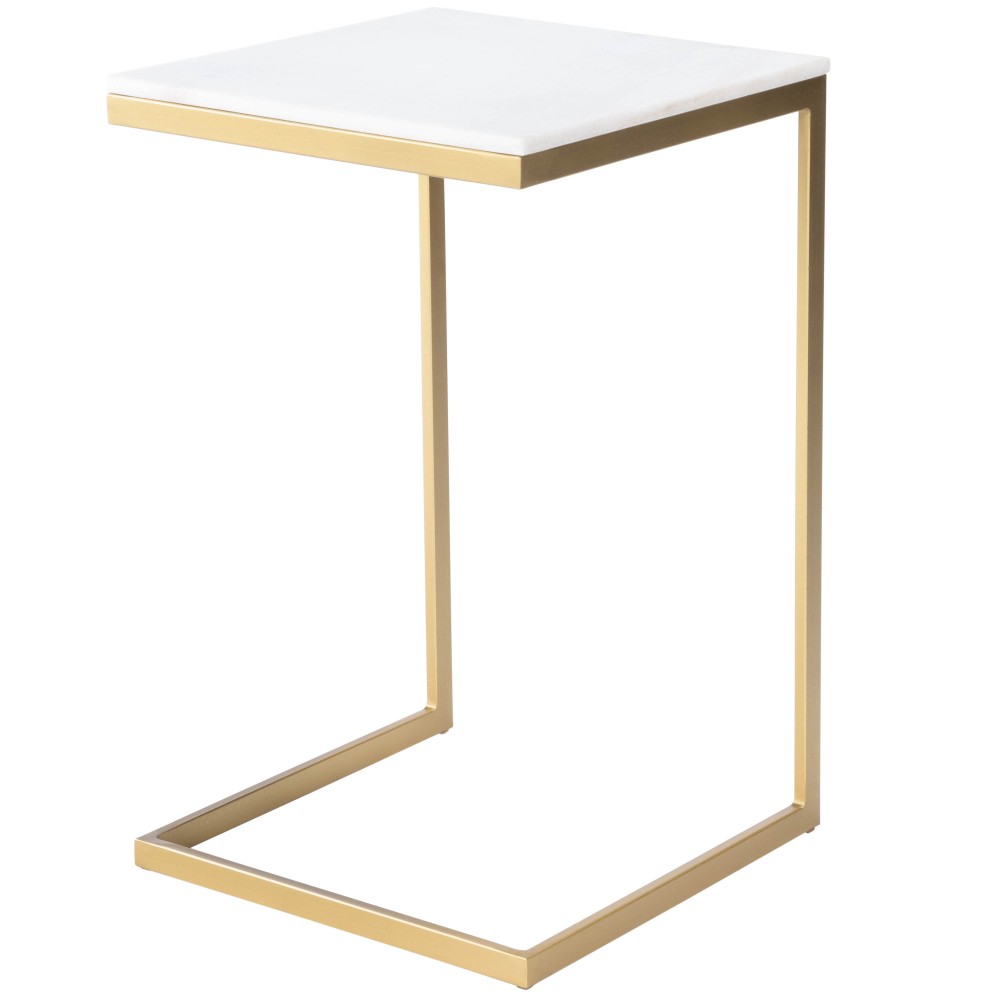 Lawler White Marble, Gold End Table, 9349025