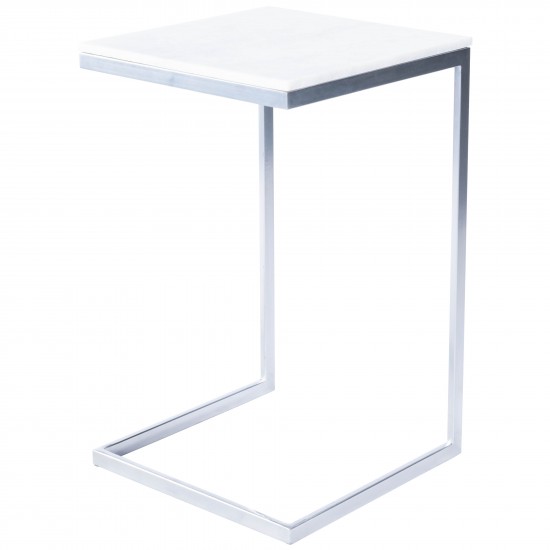 Lawler White Marble, Silver End Table, 9349220