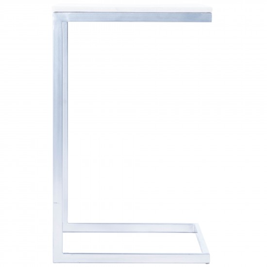 Lawler White Marble, Silver End Table, 9349220