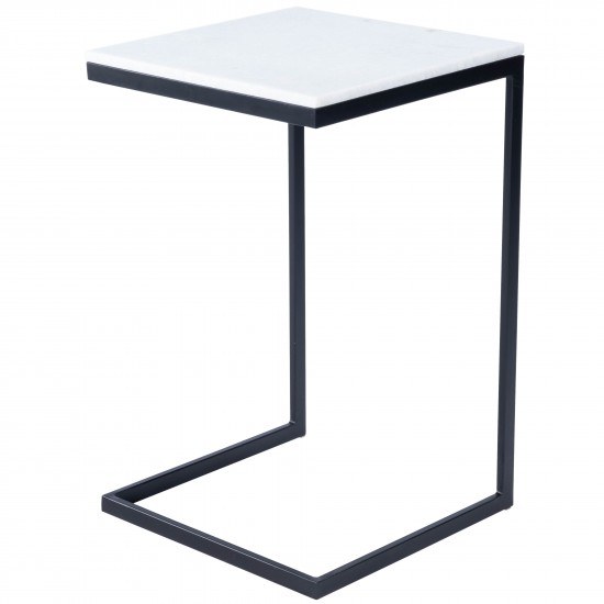 Lawler White Marble, Black End Table, 9349295