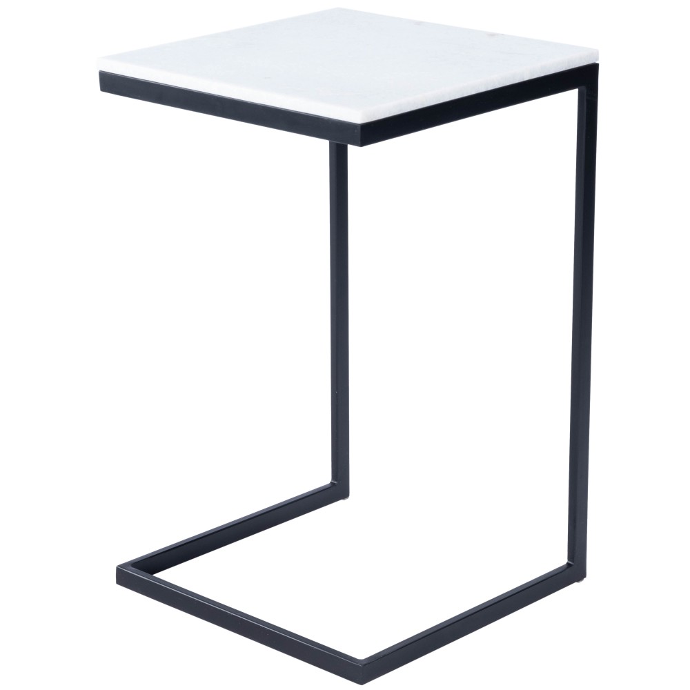 Lawler White Marble, Black End Table, 9349295