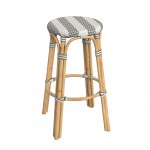 obias Damask Grey striped Rattan Bar Stool, 9370144