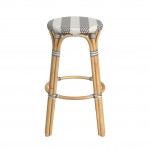 obias Damask Grey striped Rattan Bar Stool, 9370144