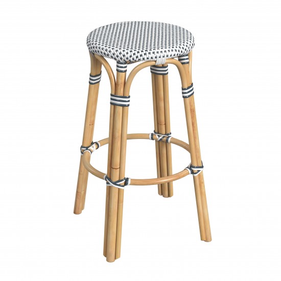 obias Cottage White Rattan Bar Stool, 9370222