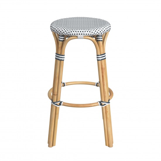 obias Cottage White Rattan Bar Stool, 9370222