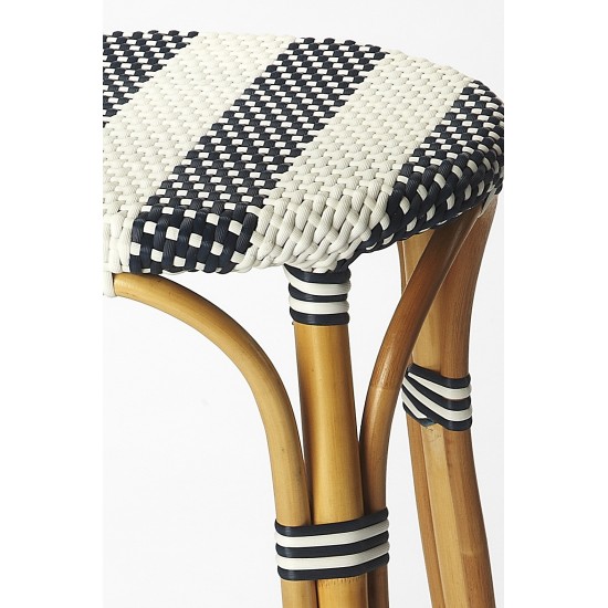 obias Blue & White Rattan Bar Stool, 9370291