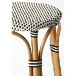 obias Black & White Rattan Bar Stool, 9370295