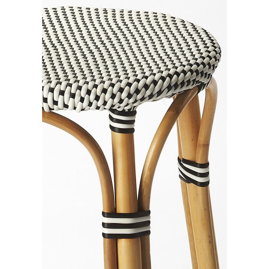 obias Black & White Rattan Bar Stool, 9370295