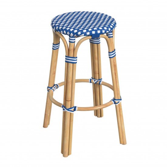 obias Sky Blue Rattan Bar Stool, 9370303