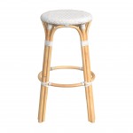 obias Glossy White Rattan Bar Stool, 9370304