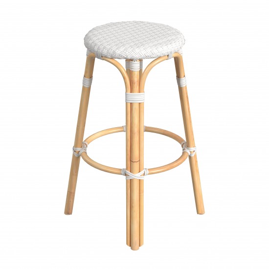 obias Glossy White Rattan Bar Stool, 9370304