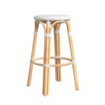 obias Glossy White Rattan Bar Stool, 9370304