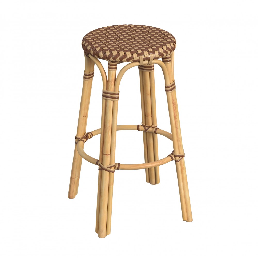 obias Brown Rattan Bar Stool, 9370354