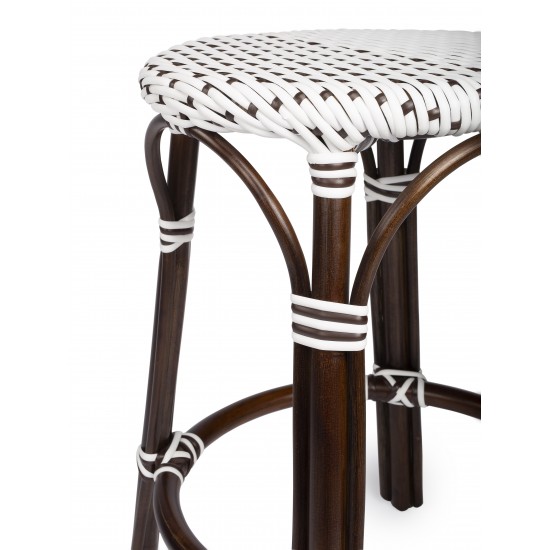 Tobias Brown & White Rattan Counter Stool, 9371117