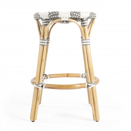 Tobias Grey & White Rattan Counter Stool, 9371144