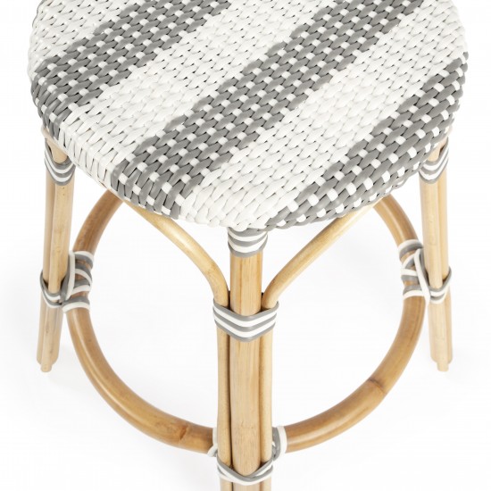 Tobias Grey & White Rattan Counter Stool, 9371144