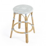 Tobias Twilight Blue & White Rattan Counter Stool, 9371194