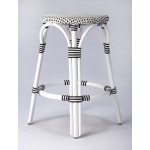 Tobias Black & White Rattan Counter Stool , 9371288