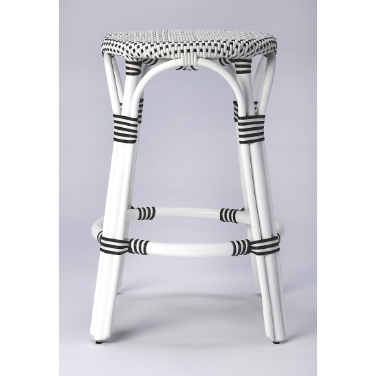 Tobias Black & White Rattan Counter Stool , 9371288