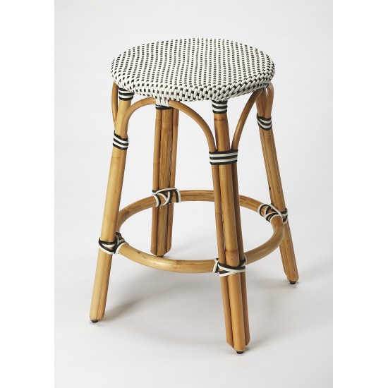 Tobias Black & White Rattan Counter Stool, 9371295