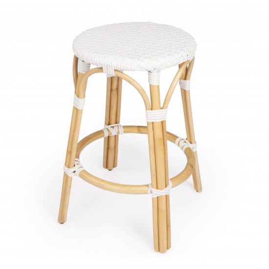 Tobias White Rattan Counter Stool, 9371304