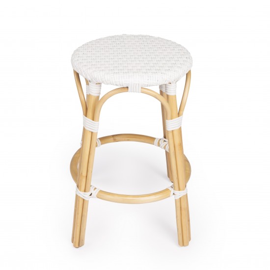 Tobias White Rattan Counter Stool, 9371304