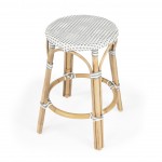 Tobias Grey & White Rattan Counter Stool, 9371329