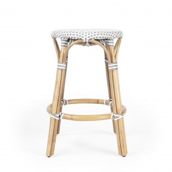 Tobias Grey & White Rattan Counter Stool, 9371329